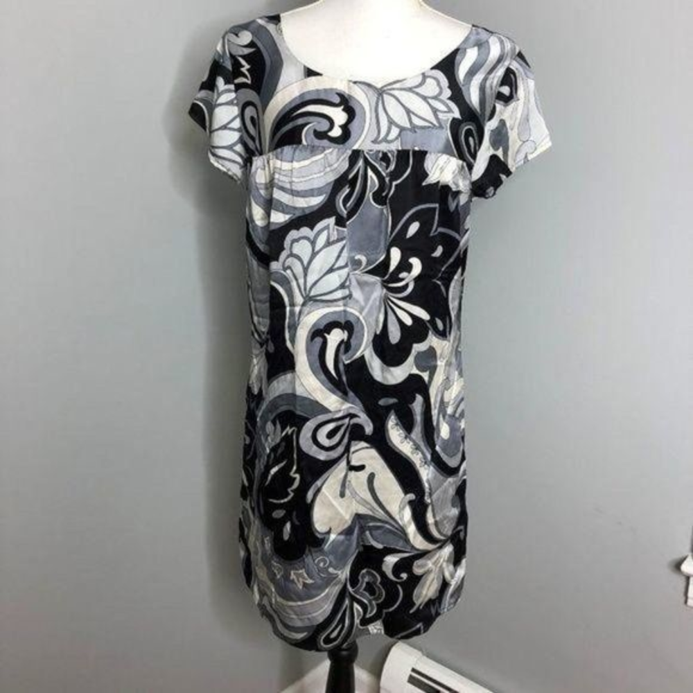 Joie Gray Black Flowy Dress Sz M